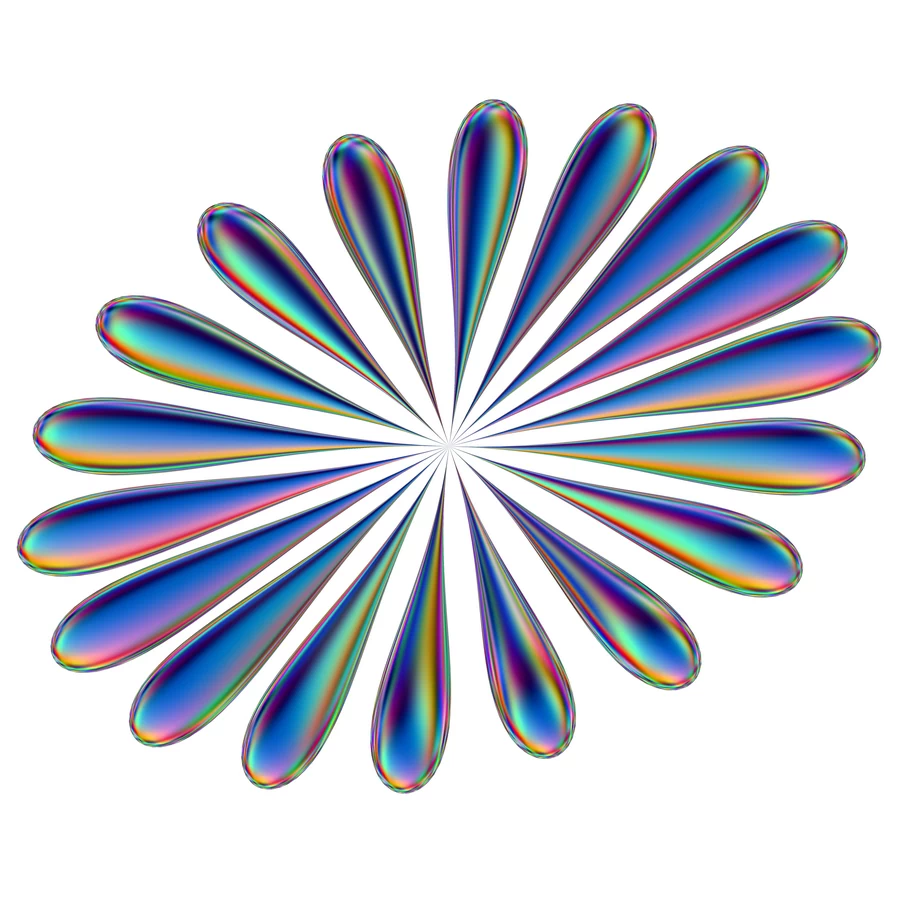 潮流酸性全息金属镭射机能彩虹3D立体几何图形png免抠图片素材【055】